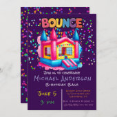 Invitation Maison de rebond coloré Anniversaire Bash (Devant / Derrière)