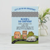 Invitation Maison de route de voiture de course Garçon Annive (Debout devant)