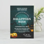Invitation Maison de Sorcière éffrayante Pleine lune Citrouil (Debout devant)