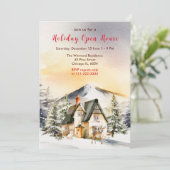 Invitation Maison de vacances d'hiver ouverte (Debout devant)