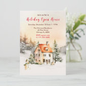 Invitation Maison de vacances d'hiver ouverte (Debout devant)