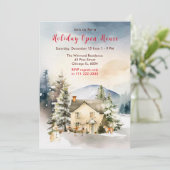 Invitation Maison de vacances d'hiver ouverte (Debout devant)