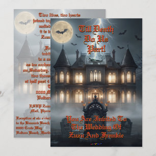 Invitation Maison d'Halloween avec Frankie, gris foncé