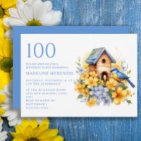 Maison d'oiseau oiseau Bleu Fleurs Jaunes 100e Ann