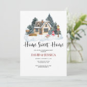 Invitation Maison douce Maison Fête de Chauffage d'Hiver  (Debout devant)