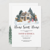 Invitation Maison douce Maison Fête de Chauffage d'Hiver  (Devant / Derrière)