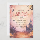 Invitation Maison éffrayante et chauves-souris Halloween Cost (Devant)