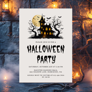 Invitation Maison Éffrayante foncée Hantée Adultes Fête d'Hal