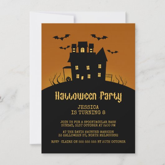 Invitation Maison éffrayante Halloween Anniversaire Invitatio (Devant)