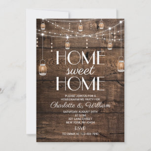 Invitation Maison en bois rustique Home Sweet Home