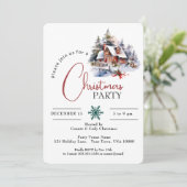 INVITATION MAISON EN COULEUR D'EAU EN NEIGE, FÊTE DE NOËL (Debout devant)