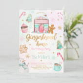 Invitation Maison en pain d'épice Cuisinier de fête (Debout devant)
