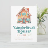 Invitation Maison en pain d'épice décorant la fête de Noël (Debout devant)