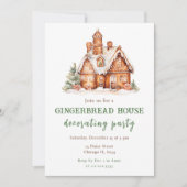 Invitation Maison en pain d'épice décorant la fête de Noël (Devant)
