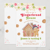 Invitation Maison en pain d'épice décorer fête anniversaire (Devant / Derrière)