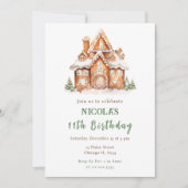 Invitation Maison en pain d'épice décorer fête d'anniversaire (Devant)
