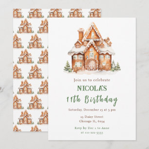Invitation Maison en pain d'épice décorer fête d'anniversaire