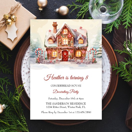 Invitation Maison en pain d'épice décorer fête d'anniversaire