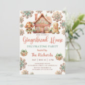 Invitation Maison en pain d'épice décorer Noël de fête (Debout devant)