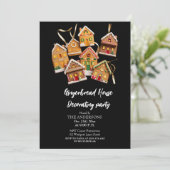 Invitation Maison en pain d'épice décorer Noël de fête (Debout devant)