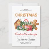 Invitation Maison en pain d'épice Échange de biscuits Noël fê (Devant)
