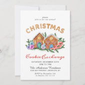 Invitation Maison en pain d'épice Échange de biscuits Noël fê (Devant)