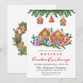Invitation Maison en pain d'épice Échange de biscuits Noël fê (Devant / Derrière)