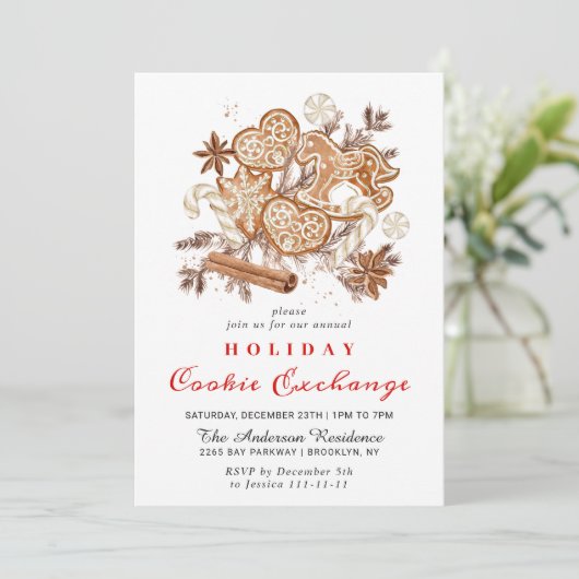 Invitation Maison en pain d'épice Échange de biscuits Noël fê (Debout devant)