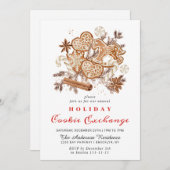 Invitation Maison en pain d'épice Échange de biscuits Noël fê (Devant / Derrière)