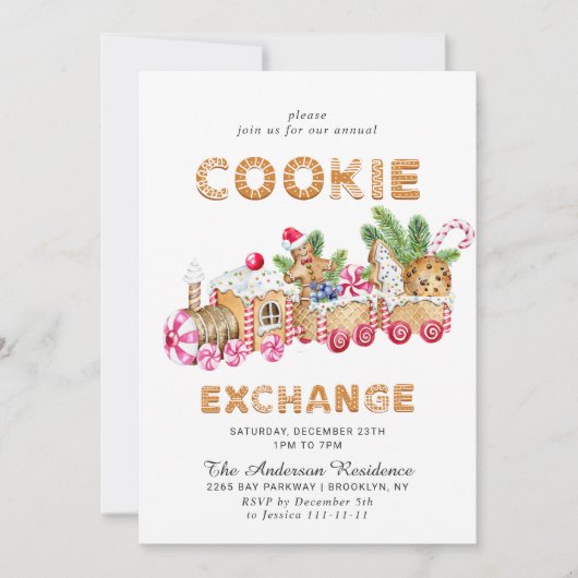 Invitation Maison en pain d'épice Échange de biscuits Noël fê (Devant)