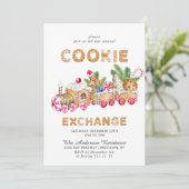Invitation Maison en pain d'épice Échange de biscuits Noël fê (Debout devant)