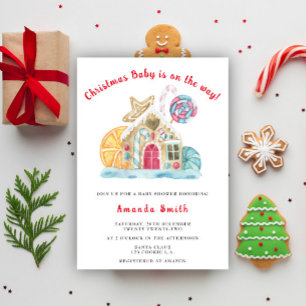 Invitation Maison en pain d'épice Fête de Noël pour bébé