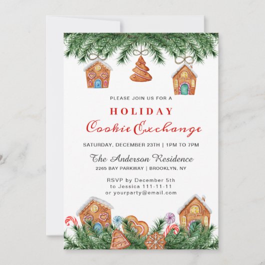 Invitation Maison en pain d'épice, Man Holiday Cookie Exchang (Devant)
