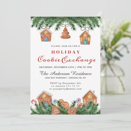 Invitation Maison en pain d'épice, Man Holiday Cookie Exchang (Debout devant)