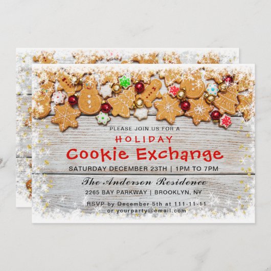 Invitation Maison en pain d'épice, Man Holiday Cookie Exchang (Devant / Derrière)
