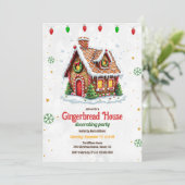 Invitation Maison en pain d'épice mignonne Décoration fête de (Debout devant)