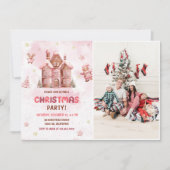 Invitation Maison en pain d'épice rose Fête de Noël (Devant)