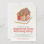 Invitation Maison en pain d'épices d'aquarelle décorant Noël (Devant)