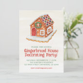 Invitation Maison en pain d'épices d'aquarelle décorant Noël (Debout devant)