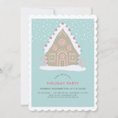 Invitation Maison en pain d'épices Fête bleue (Devant)