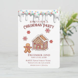 Invitation Maison en pain d'épices mignonne pour fête de Noël