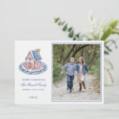 Invitation Maison en pain d'épices rose et bleu (Debout devant)