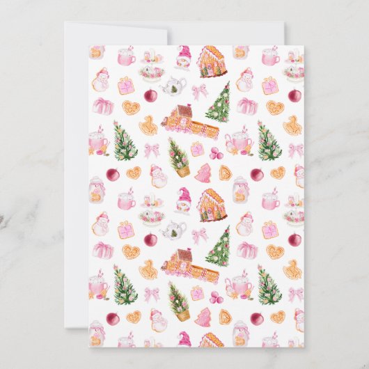 Invitation Maison en pain d'épices rose fête d'anniversaire (Dos)