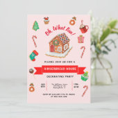 Invitation Maison en pain d'épices rose fête de décoration (Debout devant)