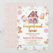 Invitation Maison en pain d'épices Snowman Décoration Anniver (Devant / Derrière)