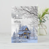 Invitation Maison enneigée Fête de Noël hivernale (Debout devant)