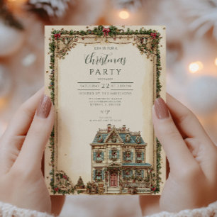 Invitation Maison festive d'hiver Célébration de Noël