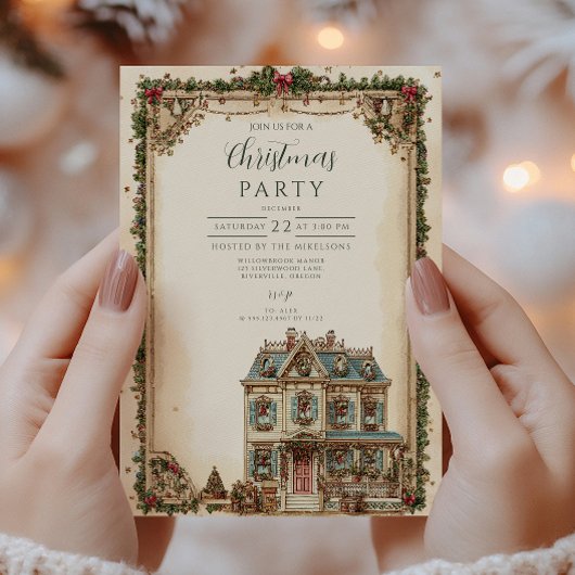 Invitation Maison festive d'hiver Célébration de Noël