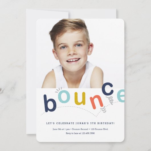 Invitation Maison gonflable Colorée Moderne Anniversaire Enfa (Devant)