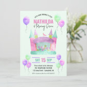 Invitation Maison Gonflable Fille Anniversaire Numérique (Debout devant)